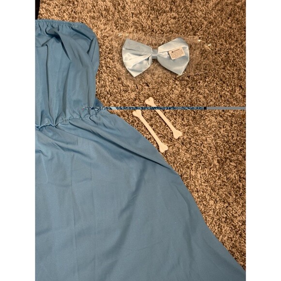 Flintstones Wilma Pebbles Costume Blue Dress Bow Bones Halloween Adult Large NEW - Picture 8 of 15